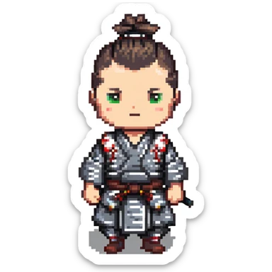Samurai with topknot sticker