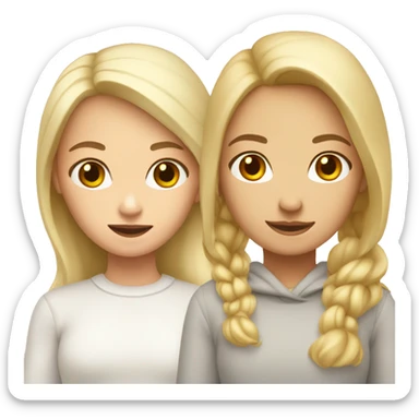 Two girls with white pullover one blonde hair and one brown hair sticker