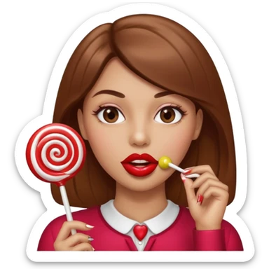 A lollipop in the guys mouth with Long nails and has glossy lips sticker