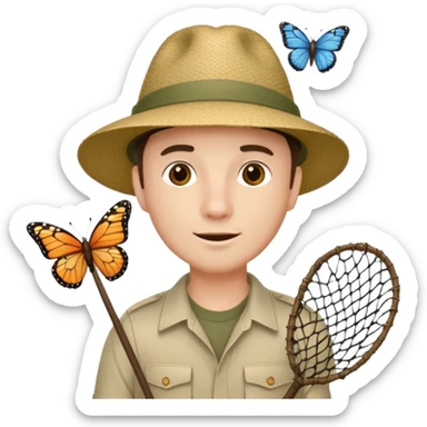 man holding butterfly net sticker
