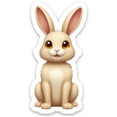 Cute,Shiny, Brown, Normal-type-Ground-type Bunny-Fakémon with Dark-Red eyes, beige ears, beige belly, beige paws, beige feet, full body sticker