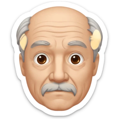 An older man with a gray goatee sticker