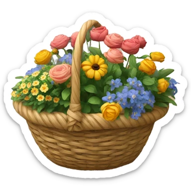 basket with courtyard and flowers  sticker