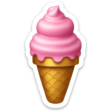 pink ice cream with gold glitter sticker