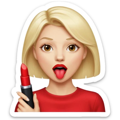 Woman head, blonde, slim, mouth wide open, tongue out, throat showing
 sticker