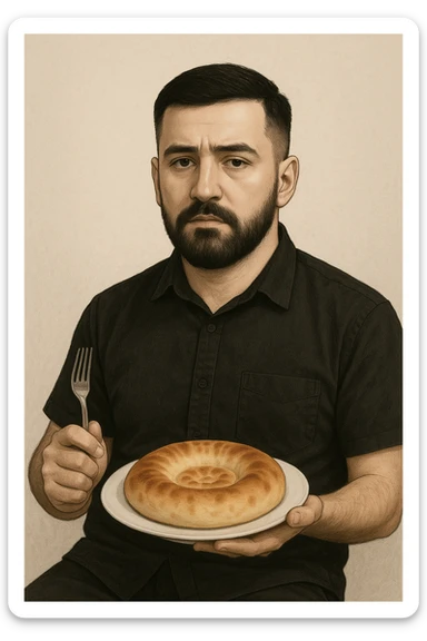 birinchidagi odamni yuziga 2 rasmdagi odamga uxshatib chizib bergin xuddu shunday non yen utirganini sticker