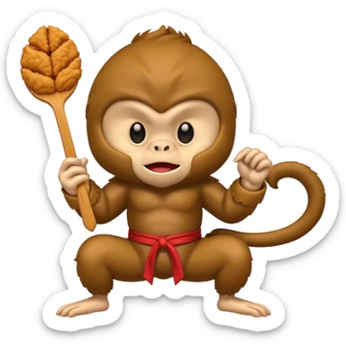 Fried chicken eating a ninja monkey sticker