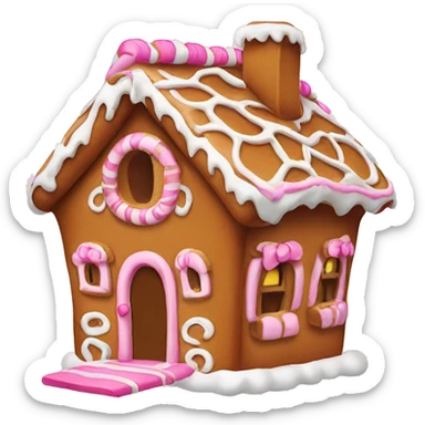 Gingerbread house with a pink bow  sticker