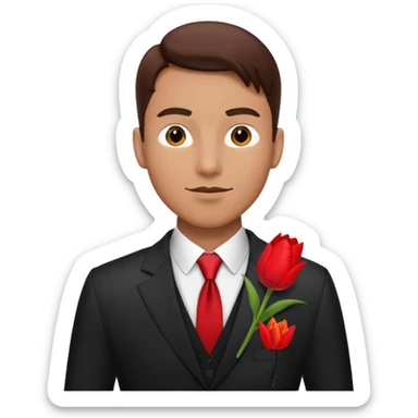 man with tulip in his suit pocket sticker