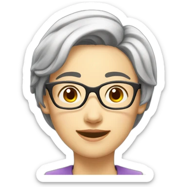 Teacher woman happy no glasses asian short hair sticker