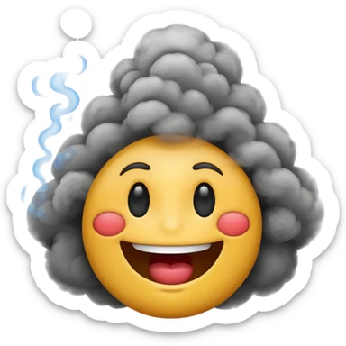 smiling emoji with smoke curling from lips sticker