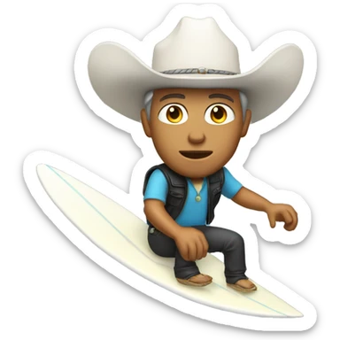 White Cowboy surfing  sticker