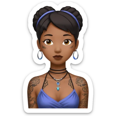 asian black girl with neck tattoo and 2 string dress sticker