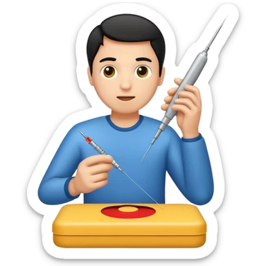 Man shooting up with needle sticker