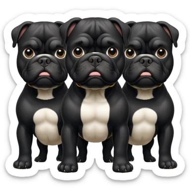 Black Bulldog one body and three heads sticker