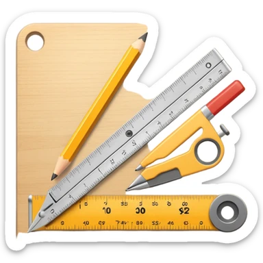 Ruler and protractor beside pencil sticker