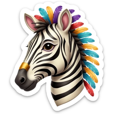 Vintage circus zebra wearing circus feathers sticker