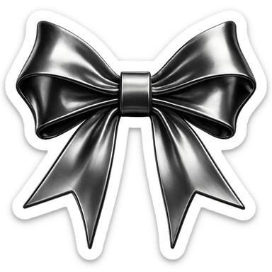 gothic bow, chrome style sticker