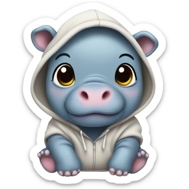 cute baby hippo wearing hoodie sticker