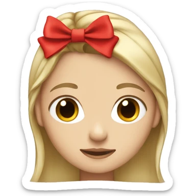 Half Brunette blonde hair girl with red bow sticker