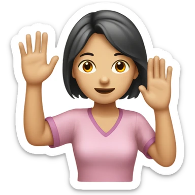 asian girl tan waving her hand sticker