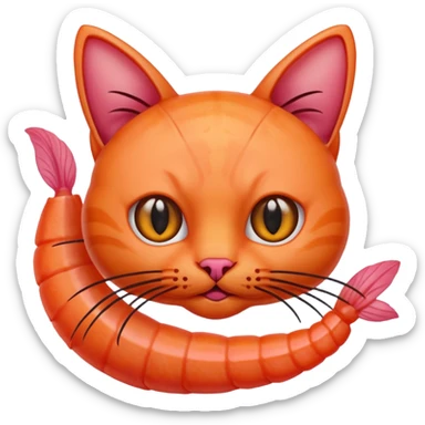 Shrimp with cat head sticker