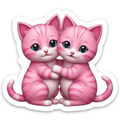 two hugging pink happy kittens sticker