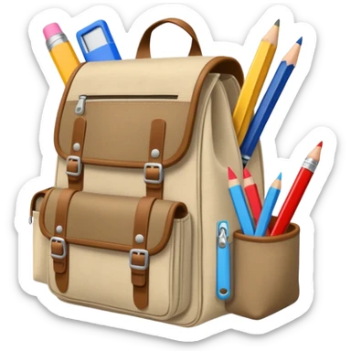 Bag with school supplies  sticker