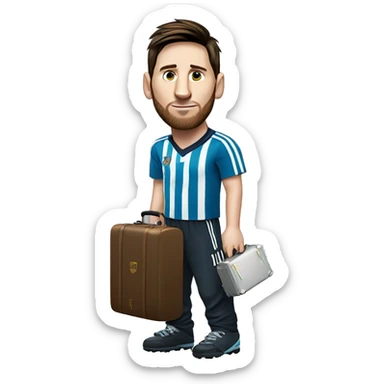 Lionel Messi wearing a suitcase sticker