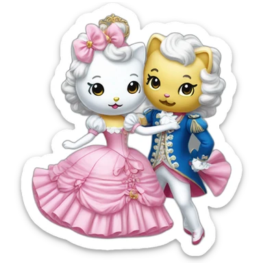 louis xv hello kitty dancing together sticker