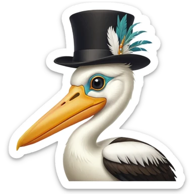 pelican in top hat sticker
