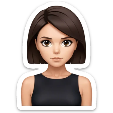 Victoria Beckham with dark brown hair in a short bob cut wearing a black bodycon dress sticker