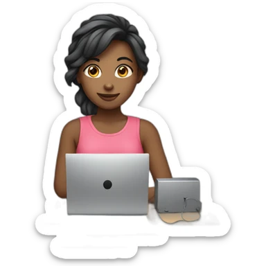 a cute young woman who uses a computer sticker