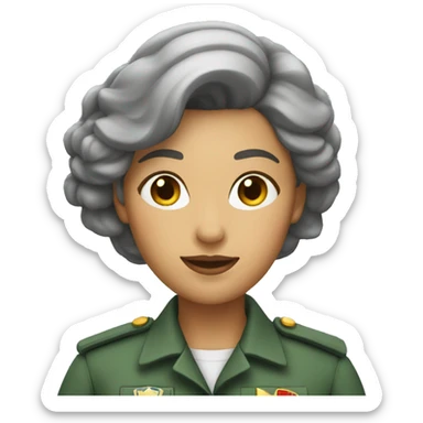 Woman whrite with her hair pulled up dressed as a civil guard sticker