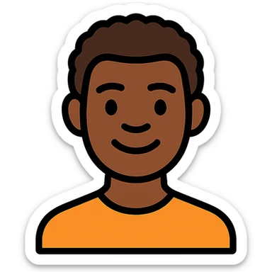 black man lineal color icon with black outlines sticker