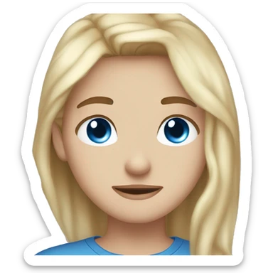 Brown hair blue eye boy kissing blonde hair blue eyed girl sticker