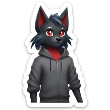 Cool Edgy Zorua-Zoroark-Mightyena with a collar and hoodie full body sticker