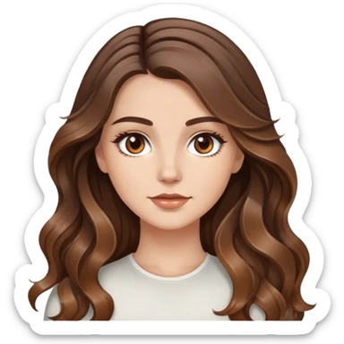 White girl brown eyes with long wavy brown hair with brown highlights balayage  sticker