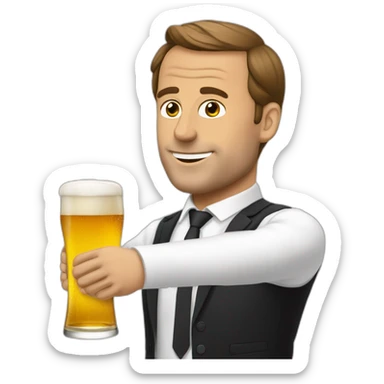 Macron qui bois une biere sticker