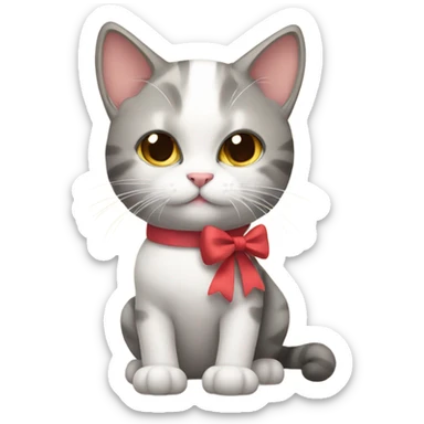 cat with a  boww  sticker