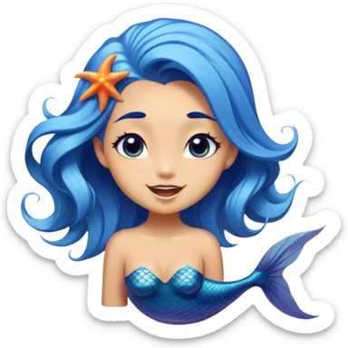 Cinematic Realistic Blue Hair Mermaid Portrait, head tilted dramatically with an exaggeratedly amused expression, featuring a striking, vibrant form with meticulously detailed, flowing blue hair and glowing, tanned skin. Her expressive eyes brim with playful marine mischief, rendered with dynamic underwater lighting and vibrant textures that imbue the scene with an air of cheeky, over‐the‐top oceanic whimsy—capturing the essence of a spirited mermaid ready to enchant with coastal charm. sticker