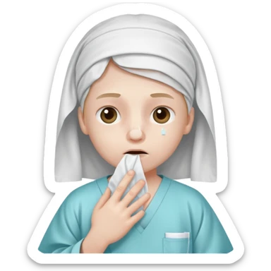 sick kid with tissue on nose sticker