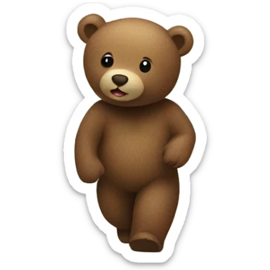 Little brown bear walking on the beach sticker