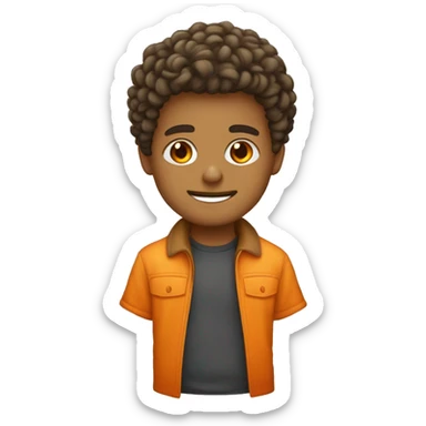 menino cabelo bege cor de pele bege roupa laranja sticker