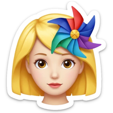 Girl with pinwheel hair clip sticker