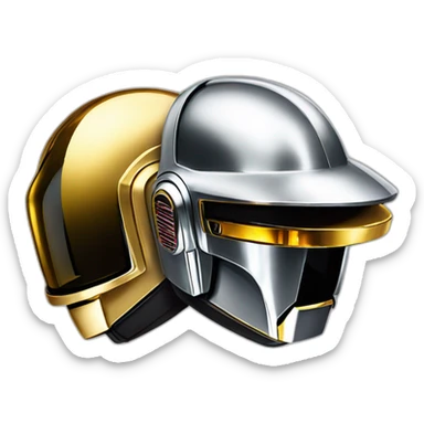 daft punk duo, golden and silver helmets  sticker