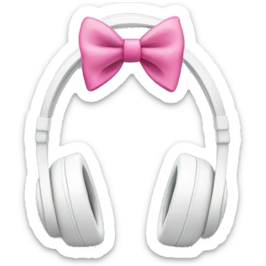 White headphones with a pink bow sticker