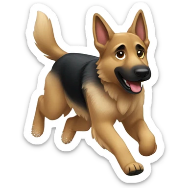 German Shepard running around in snow sticker