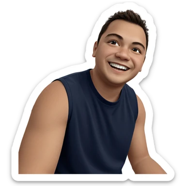 smiling boy with freckles indoors sticker