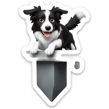Border collie jumping over anvil sticker